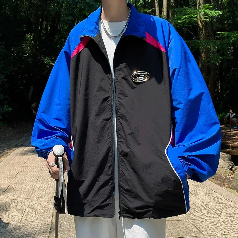 new sport charge jacket mens korean trend color blocking quick drying thin coats summer outdoor sunscreen casual windbreaker unique default style 1918