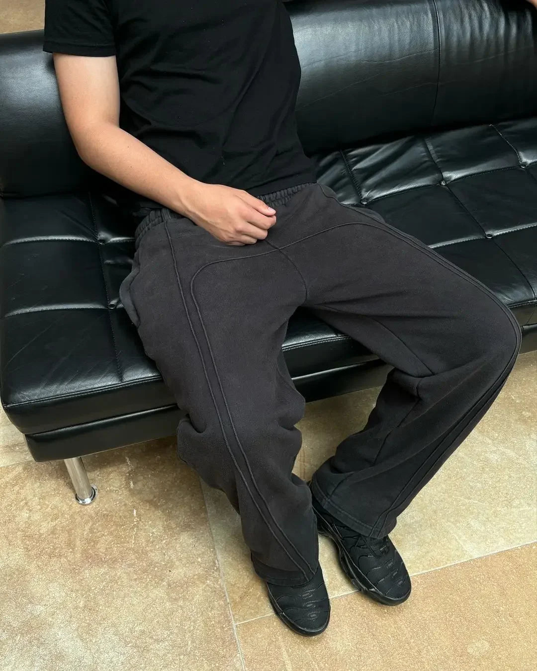 2024 high street trendy straight casual pants american harajuku retro splicing oversized sweatpants men personalized streetwear casual joggers