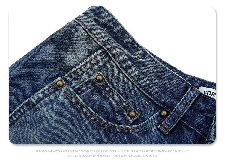 2024 autumn and winter new wave pants wash do old outline jeans unique jeans style 4806