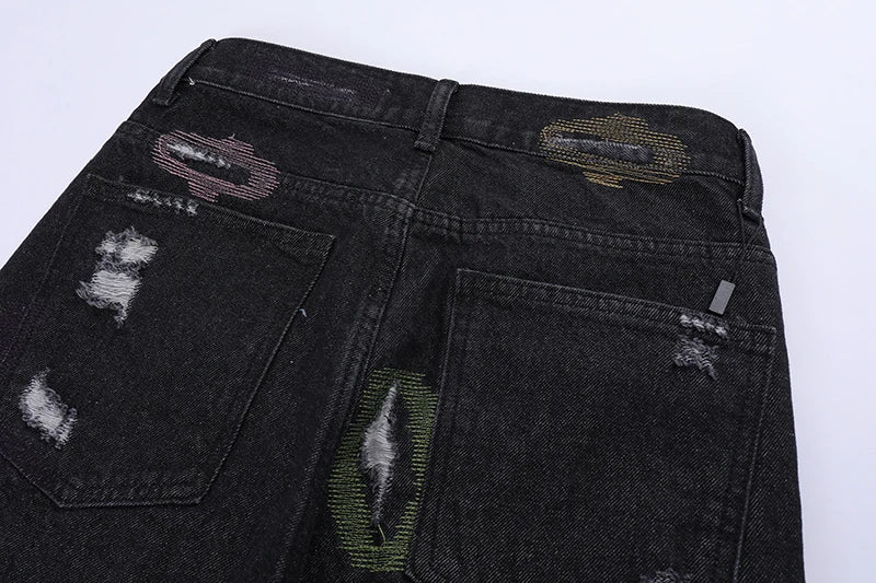 harajuku destroy ripped holes denim jeans mens zipper jeans hip hop fashion streetwear new casual straight joggers jean pants unique joggers style 2597