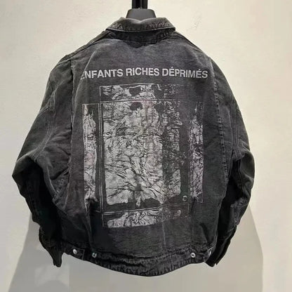 Y2k High Street ERD Washed Destroy Jacket Coats Distressed Cargo Jackets Graphic Men's Clothes Loose Coat for Men Street King Limited