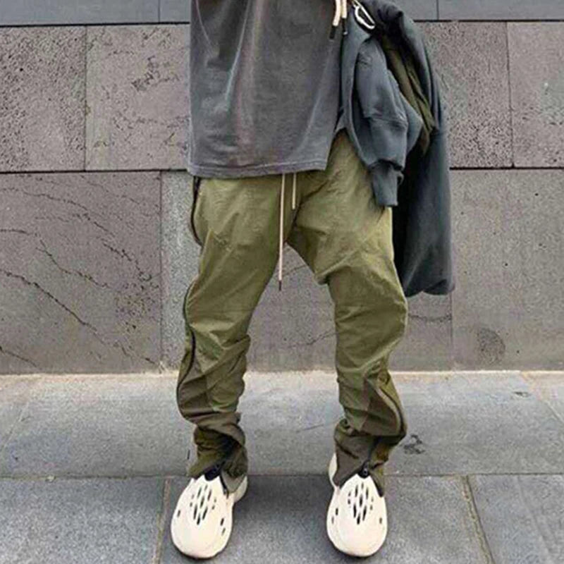 Hip Hop Side Zipper Color Block Vibe Style Casual Track Pants Mens Harajuku Drawstring Loose Oversize Trousers Streetwear Street King Limited