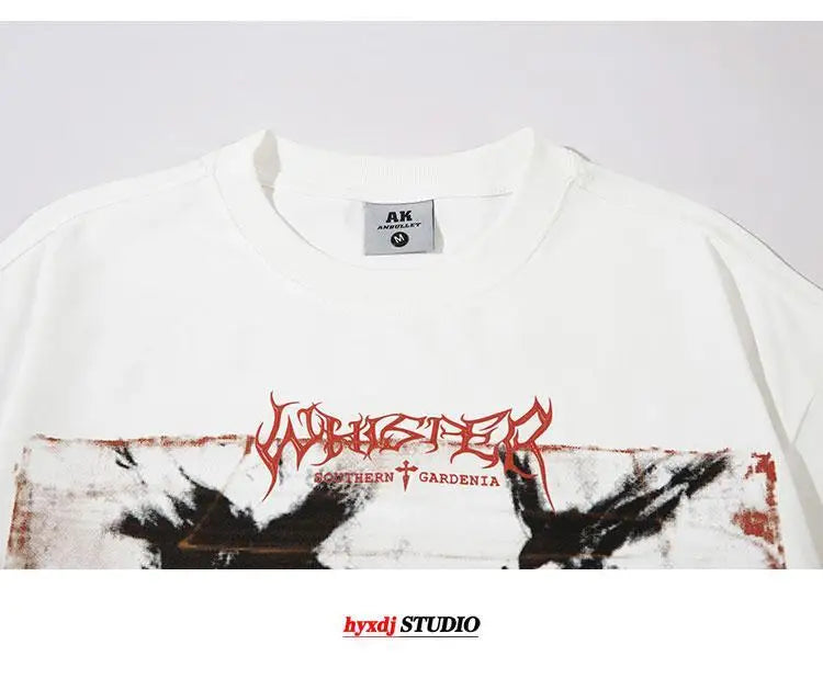 European and American trendy high street niche printed short-sleeved T-shirts for men summer American street tops men clothing Street King Limited