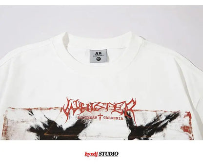 European and American trendy high street niche printed short-sleeved T-shirts for men summer American street tops men clothing Street King Limited
