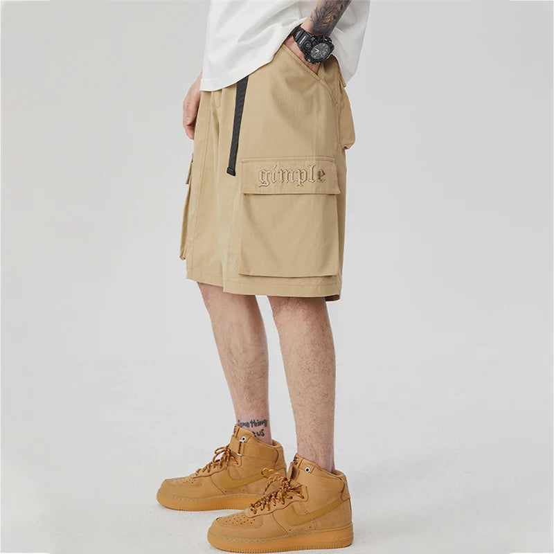 summer new american retro cargo shorts for men casual multi pocket baggy y2k shorts streetwear hip hop embroidery short cargo multi-pocket cargos