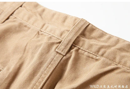 autumn winter heavyweight pure cotton thick american retro workwear khaki pants business casual mens basic solid color pants unique default style 1059