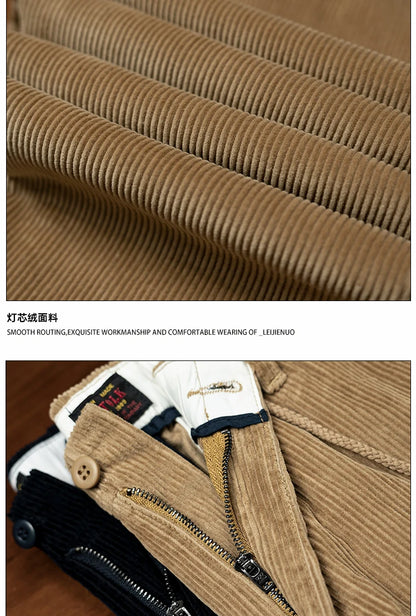 men american retro casual pure cotton corduroy pants japanese streetwear amikaji fashion straight cargo pant trouser unique cargo style 1889