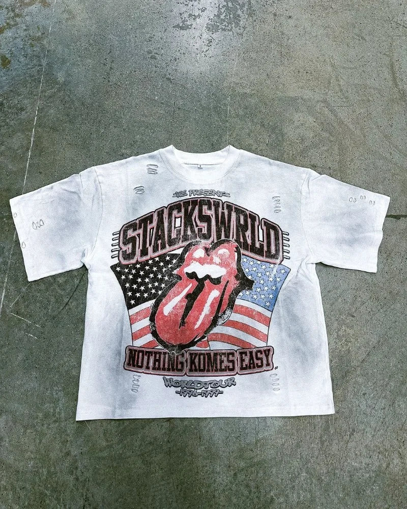 Y2k Summer New Fashion Cartoon Animation Printed Oversized T-shirt Women Harajuku Casual Cotton Round Neck Short-sleeved Men Street King Limited