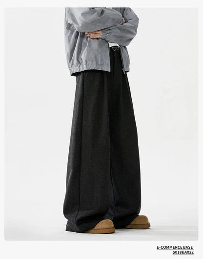 men loose casual korean streetwear fashion vintage straight wide leg suit pants trousers cityboy baggy pants unique default style 1621