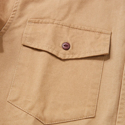 Amekaji Vintage Long Sleeve Cargo Shirt Men Kahki Lapel Multi-pocket Thick Tooling Shirt Autumn Engineer Workwear Cardigan Tops Street King Limited