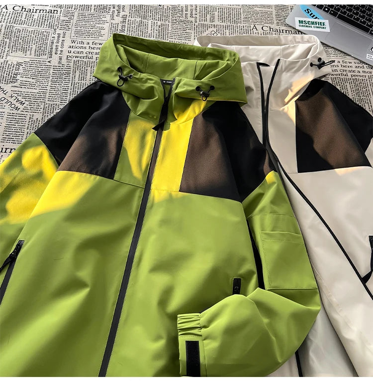 american style clash color waterproof jacket for men new outdoor climbing windbreaker casual punching jackets male coats unique default style 5149