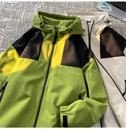 american style clash color waterproof jacket for men new outdoor climbing windbreaker casual punching jackets male coats unique default style 5149