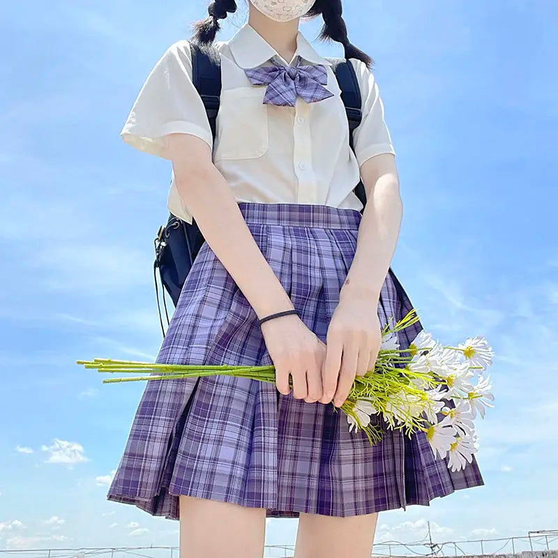 Jk Uniforms Gyaru School Uniform for Girl Student Pleated Skirt Uniform Set Women Short Sleeve Bow Tie Seifuku Japanese Style Street King Limited
