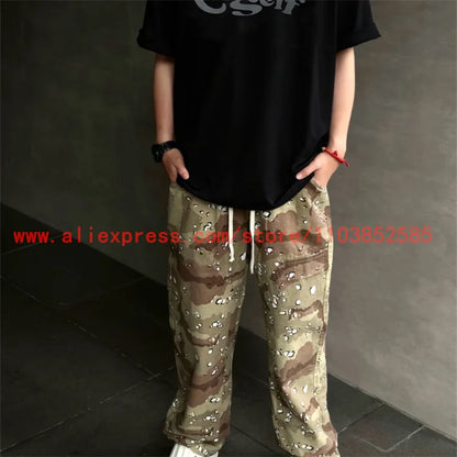 2024 new american vintage direct casual functional work pants heavy duty washed outdated logging pants desert camo high street urban fashion pants