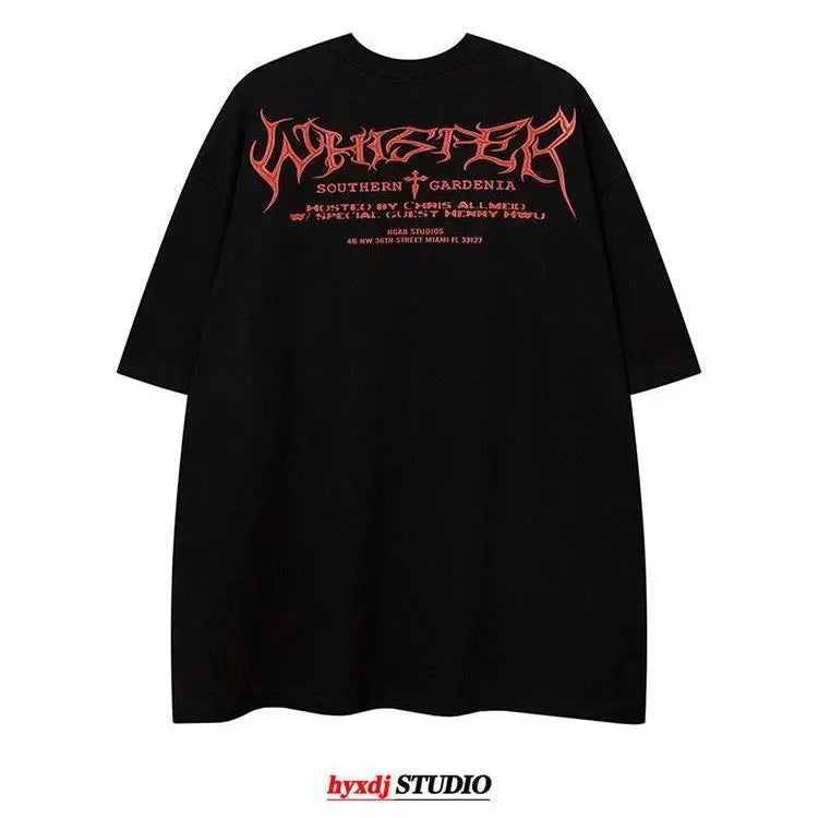 European and American trendy high street niche printed short-sleeved T-shirts for men summer American street tops men clothing Street King Limited