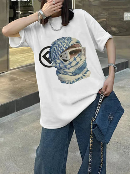 Y2k Oversized Cotton T-shirt  Hip Hop Streetwear Harajuku sweet portrait print Short Sleeve loose casual Korean  Aesthetic tee Street King Limited