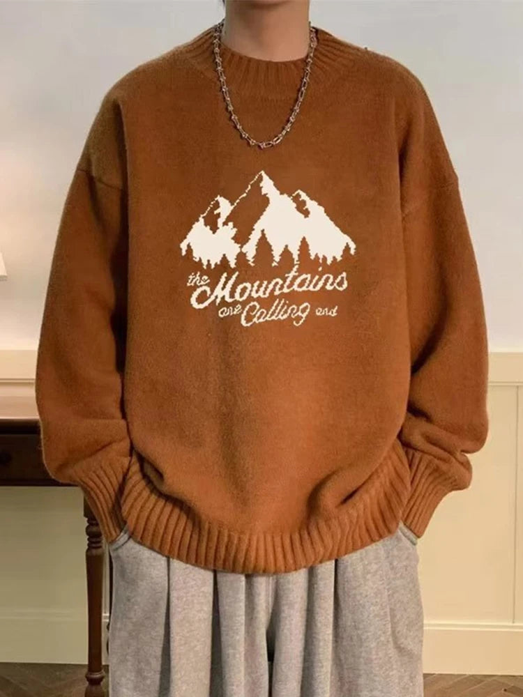 New High Street Graphic Print Knitted Sweater For Men Hip Hop Letter Pullovers Femme 2025 Autumn Casual Y2K Vintage Knitwears Street King Limited