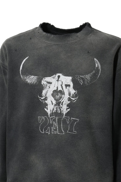Vintage FW24 Devil print pattern High-Street Cotton Quality round neck pullover long sleeved sweatshirt Street King Limited