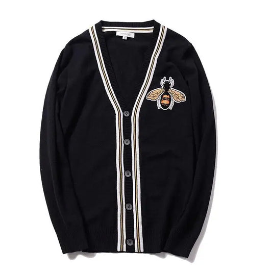 New luxury Men Luxury Winter gentleman embroidery Bees Knit Casual Sweaters Cardigans Asian Plug Size High quality Drake #E197 Street King Limited