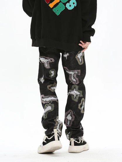 harajuku destroy ripped holes denim jeans mens zipper jeans hip hop fashion streetwear new casual straight joggers jean pants sporty tapered joggers