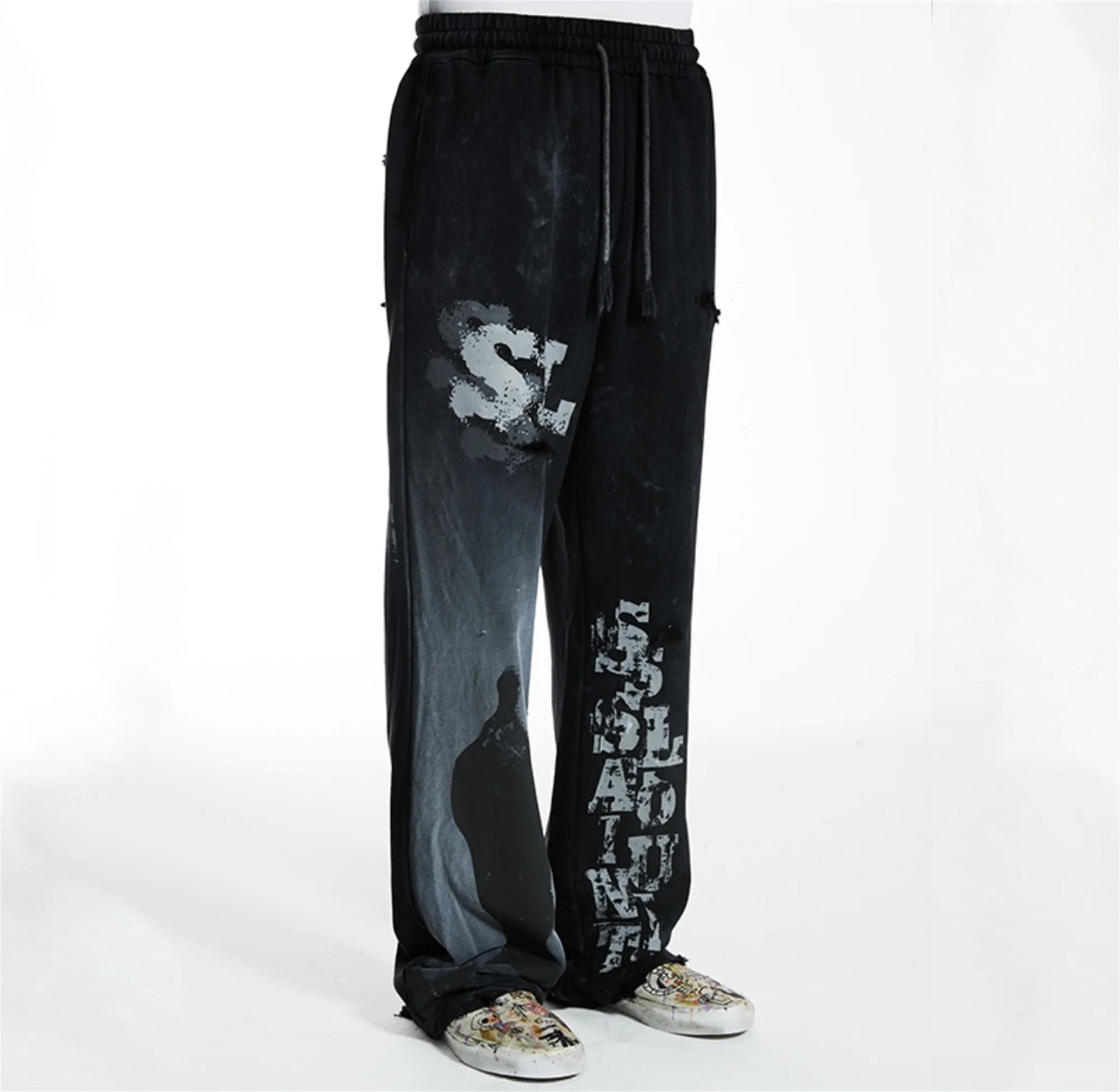 new arrival ssaint louis dirty old graffiti printed drawstring sanitary pants casual sport pants unique default style 4664