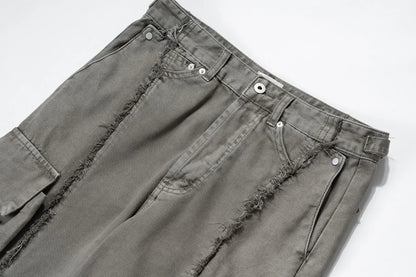 y2k streetwear tassel multi pocket jeans for men straight solid baggy cargo pants pantalones hombre casual denim trousers 1 unique cargo style 613
