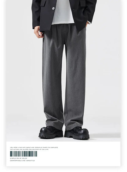 suit pant men korean streetwear fashion loose casual plus size straight suit pant office man commuter pants trousers unique default style 2097