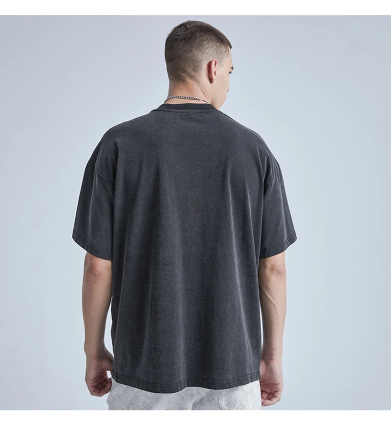 Rainbowtouches Washed Men T Shirt 2022 Summer Vintage Unisex High Street Skulls Pattern Oversize Fashion Mens Graphic T-Shirts Street King Limited