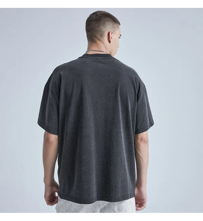 Rainbowtouches Washed Men T Shirt 2022 Summer Vintage Unisex High Street Skulls Pattern Oversize Fashion Mens Graphic T-Shirts Street King Limited