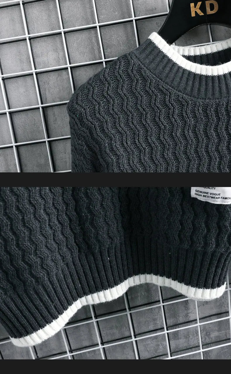 Stripe Sweaters Men Winter Korean Style Mens Warm Sweater Men Fashion Sweaters Splicing Color Patterns Men's Wool Pullovers Male Street King Limited