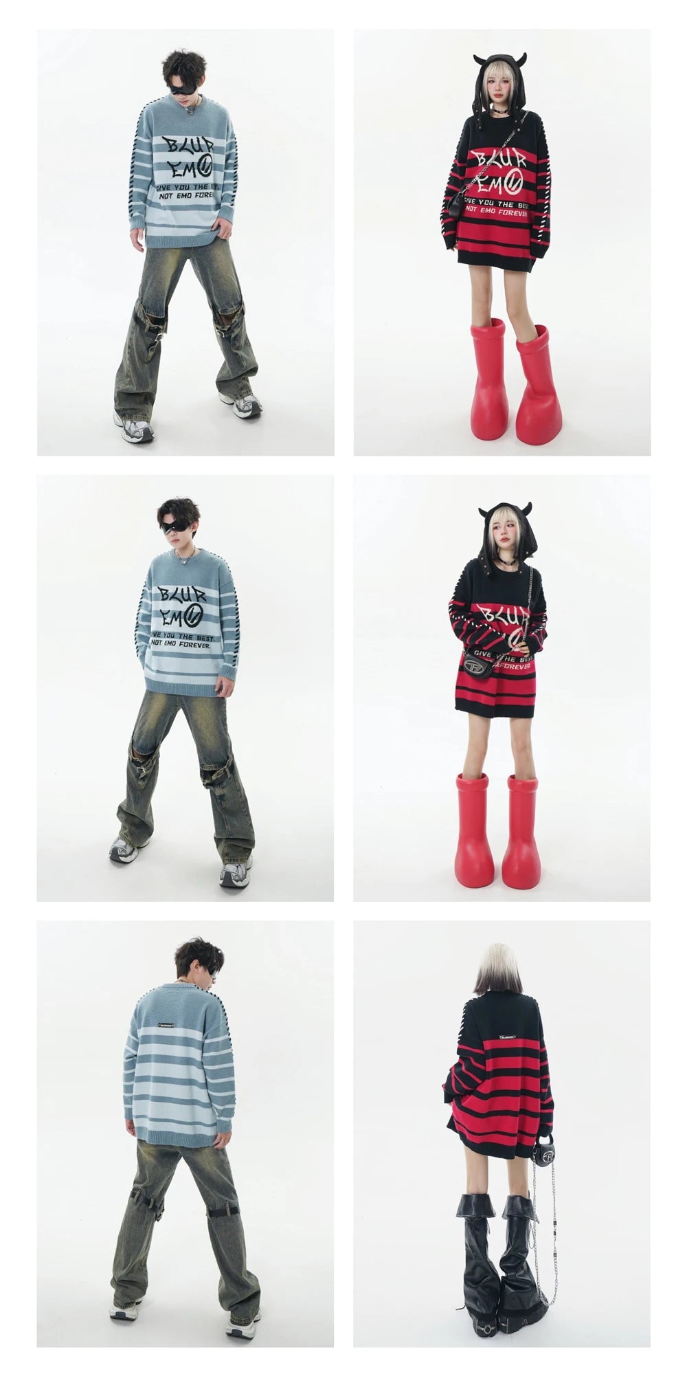 Men Striped Sweater Letter Graphic Loose Knitwear Jumper Pullover Sweaters Harajuku Hip Hop Streetwear Knitted Sweater Street King Limited
