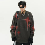 Men Sweater Star Moon Graphic Knitted Jumper Harajuku Retro Oversized Pullover Y2K Punk Gothic Casual Knitwear Unisex Street King Limited