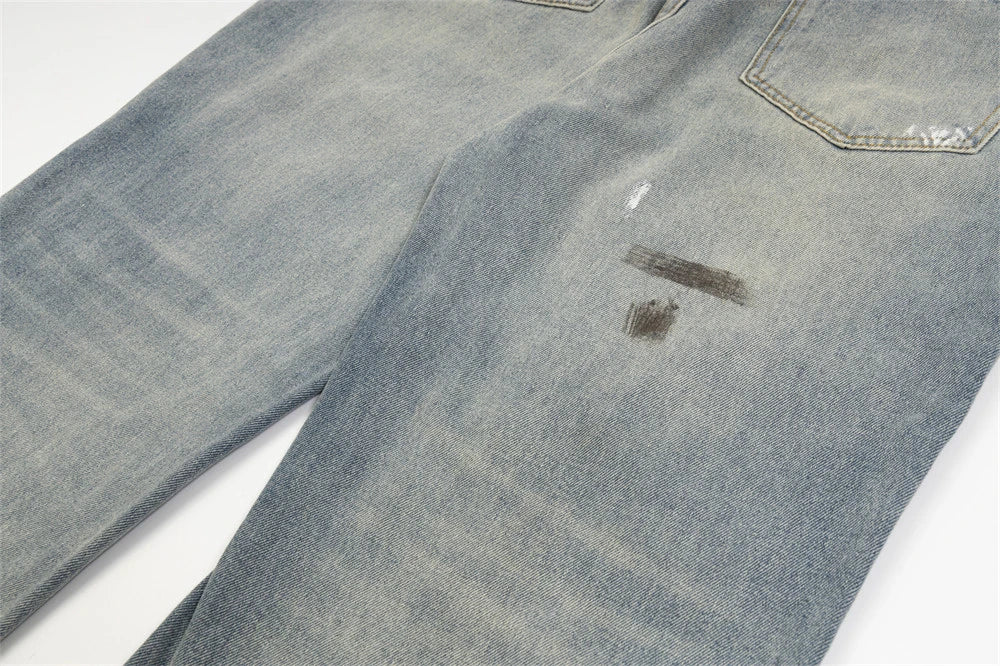 mens fashion ripped jeans blue straight baggy jeans trousers luxury loose casual distressed denim pants male 1 unique jeans style 4454