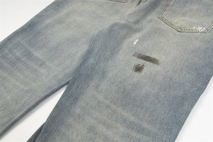 mens fashion ripped jeans blue straight baggy jeans trousers luxury loose casual distressed denim pants male 1 unique jeans style 4454
