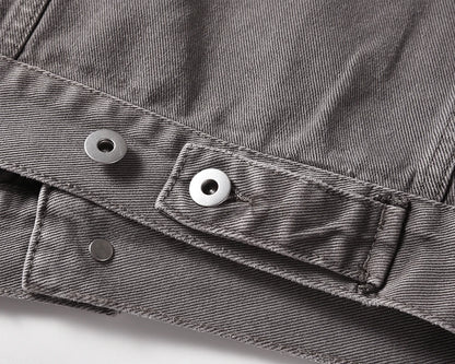 2023 autumn and winter solid color washed gray jeans jackets for men harajuku cleanfit baggy y2k denim coat oversized loose tops unique jeans style 47