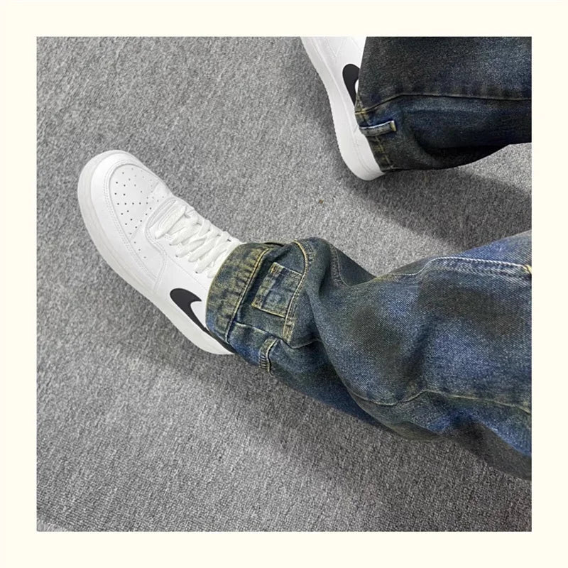 autumn hip hop graffiti painted baggy jeans mens y2l streetwear wide leg denim pants punk fashion distressed gradient jean unique jeans style 273
