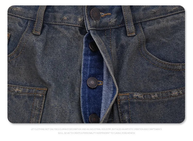 Cut Jeans with a mud-dye knife Street King Limited