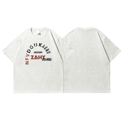Trendy Korean Style Personalized Ins Creative Letter Printed T-shirt Summer Men's Y2K Street Casual Half-sleeved Round Neck Top Street King Limited