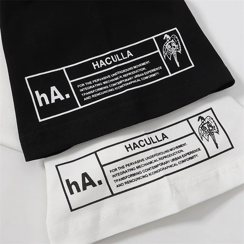 New HACULLA T-shirt Men Woman Chaopai Graffiti Street Art Printing Summer Loose Casual O-Neck Cotton Top Tees Street King Limited