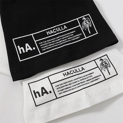 New HACULLA T-shirt Men Woman Chaopai Graffiti Street Art Printing Summer Loose Casual O-Neck Cotton Top Tees Street King Limited