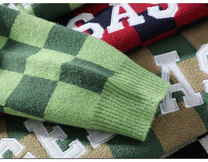 Rainbowtouches Streetwear Men Sweaters Winter Clothes Long Sleeve Casual Knitted Tops Harajuku Plaid Pullovers Couple Sweater Street King Limited