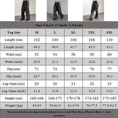 mens straight tube ice silk pants casual slacks youth thin wide leg pants business summer pants soft vintage trousers urban fashion pants