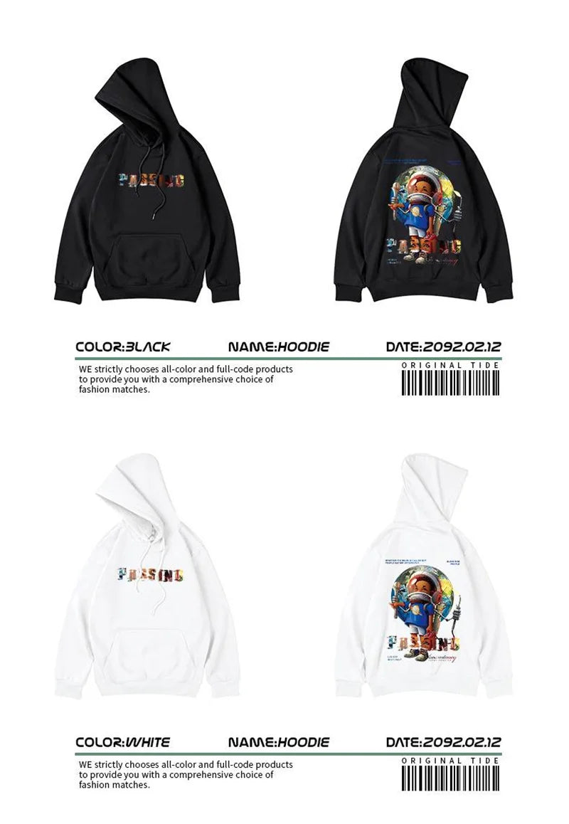 Autumn Anime Astronaut Boy Print Hoodie Sweatshirts Hombre Oversized Hip Hop Casual Fleece Hoody Y2K Vintage Streetwear Hoodies Street King Limited