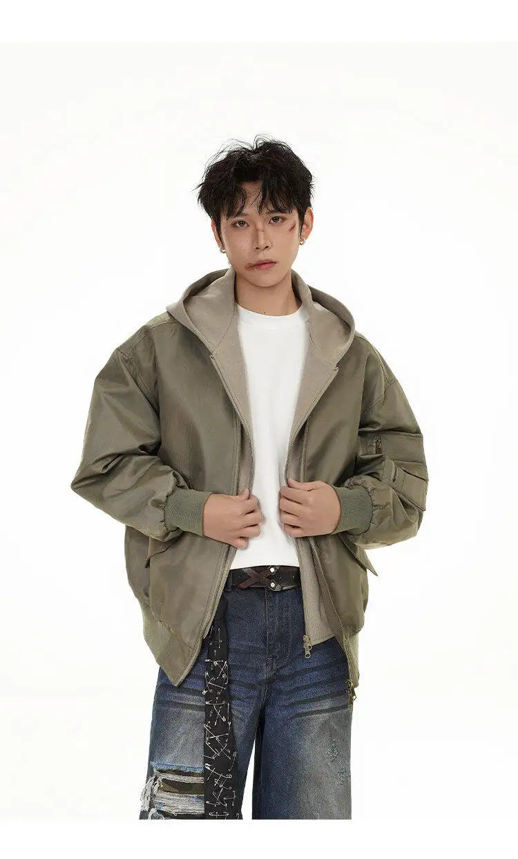 splice hat flight jacket men women streetwear fashion loose casual short hooded bomber jacket couple hoody coat outerwear unique shorts style 618