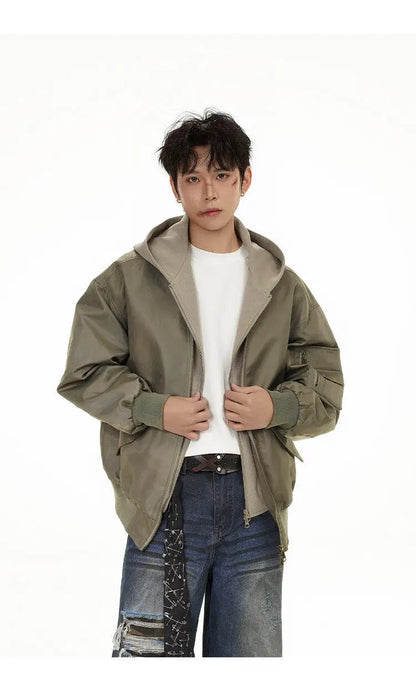 splice hat flight jacket men women streetwear fashion loose casual short hooded bomber jacket couple hoody coat outerwear unique shorts style 618