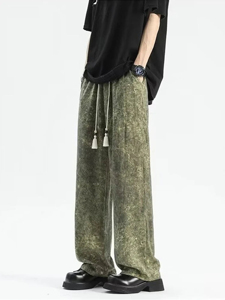 2024 goth tie dye corduroy pants mens autumn baggy wide leg straight casual trousers women drawstring hip hop y2k sweatpants unique joggers style 1363