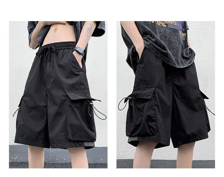 Korean style functional casual work shorts men summer Y2K street hip hop casual trendy brand ins mid pants beach sports pants Street King Limited
