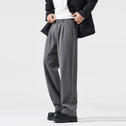 suit pant men korean streetwear fashion loose casual plus size straight suit pant office man commuter pants trousers menswear bottoms