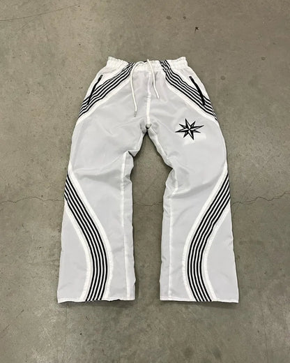 american high street fashion striped letter printed trousers men y2k harajuku retro personality casual oversized wide leg pants unique default style 3329