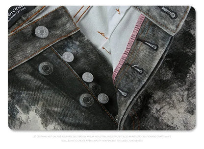 Autumn and winter 2024 new digital printed camo splash ink baggy jeans Street King Limited